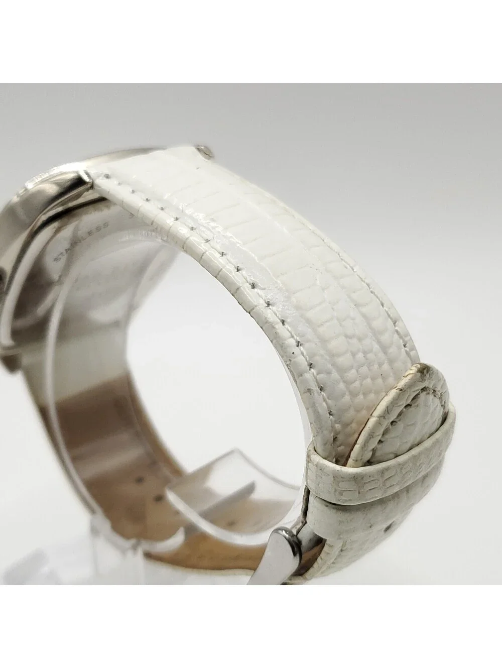 Joan Rivers Classics Watch New Battery White Band 38mm Square MOP Dial